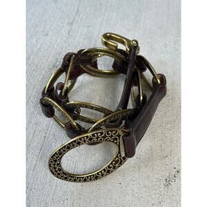 BRIGHTON Belt B30958 Brass Rings and Dark Brown Leather Loops Women’s Size 32